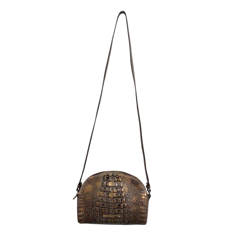 BRAHMIN Croc-Embossed Dome Crossbody Bag – Adjustable Strap - Picture 3 of 9